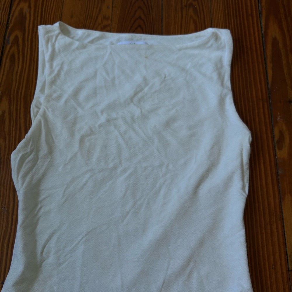 White Sleeveless Crop Top with Classic Design